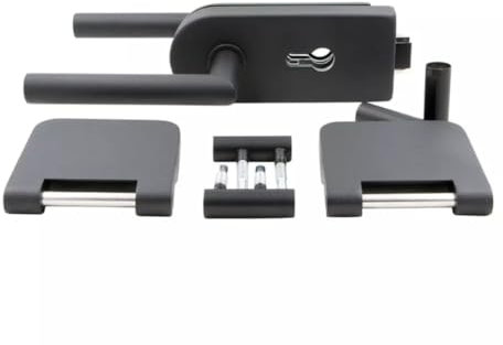 HORI® Glastürbeschlag Set Schwarz I Türschloss-Set Ganzglastüren I Türgriff mit Bändern & Rahmenteil I Glastürschloss Innentür I Glastür Scharniere I Beschläge Glas Rund | Profilzylinderschloss