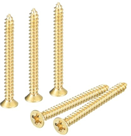 QUARKZMAN 60 Stück Holzschrauben M3×30 mm Kreuzkopf Senkkopfschrauben Farbe Messing Selbstschneidende Schrauben mit Senkkopf Senkkopfschrauben für Bürogeräte Holzmöbel Holzarbeit DIY