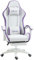 Vinsetto Sedia da Gaming Ergonomica in Pelle PU e Acciaio con Poggiatesta e Altezza Regolabile, Poltrona Gaming con Schienale Reclinabile e Cuscino Lombare, 65x65x121-129 cm, Bianco e Viola