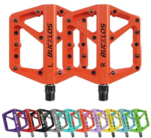AEYINO MTB-Pedale Flache Mountainbike-Pedale Rennrad Große Plattform Nylon rutschfeste Pedale für Erwachsenenfahrräder Gravelbike/Hybridrad 9/16 Zoll