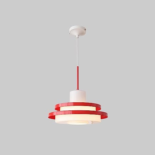 NOKXDKJWT Lustre médiéval avec Bande à Vent Industrielle, Abat-Jour en Verre Rouge Bauhaus, éclairage de Bar, Lampe Principale, café, Cuisine, Lampe Unique dans la Chambre de la Ferme