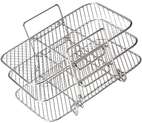TIDTALEO Three-layer Dehydrator Rack Air Fryer Accessory Multi-layer Dehydrator Rack Stainless Steel Silver Detachable Convenient Storage for Kitchen