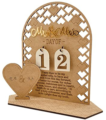 1Set Holz Hochzeit Countdown Kalender Urlaub Geburtstag Dekoration für Indoor Outdoor Garten Hof Dekoration Handwerk Hochzeitskalender