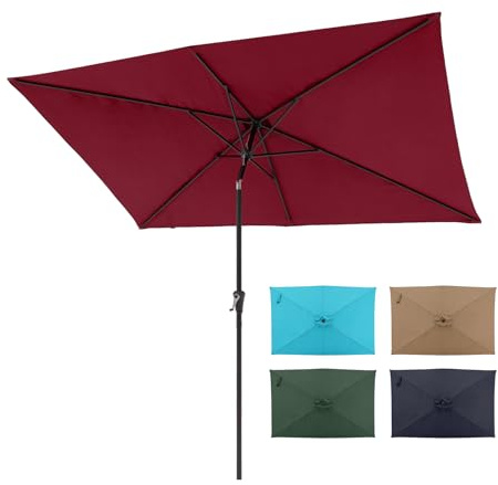 COBANA Aluminium Parasol de terrasse Jardin Rectangulaire Parapluie Parasol de terrasse, 9.8 'x 6,6', 8 Baleines en Acier, Polyester 180 g/m², Citron Vert Red