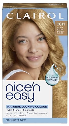 Clairol Nice'n Easy Crème, Natural Looking Oil Infused Permanent Hair Dye, 8GN Medium Golden Neutral Blonde