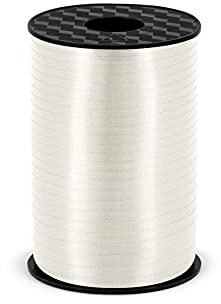 PartyDeco Polyband – Geschenkband Geschenkschleife für Luftballons Geschenke Verpacken – Weiß, 5 mm