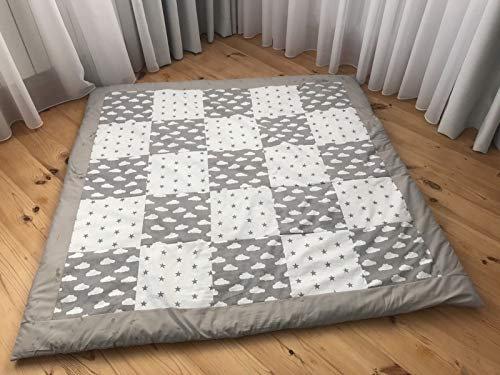 KOSPU Krabbeldecke Patchwork Decke Spieldecke Babydecke 125x125 cm