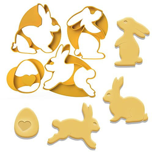 3DREAMS 4er XL Osterhasen Ausstecher Set │ Oster Ei + 3X Oster Hase - große Keksausstecher 10cm │ ideal als Oster Geschenk