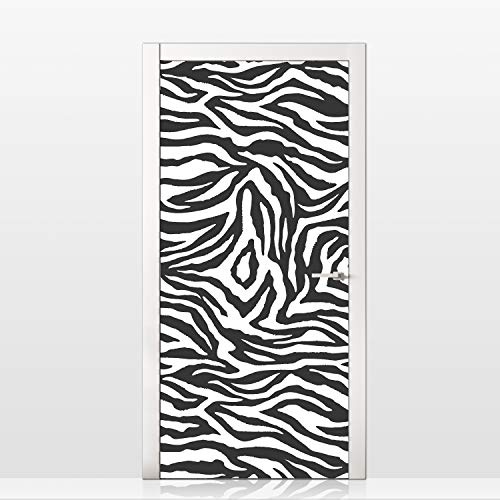 MEGADECOR Aufkleber für Türen, Motiv Zebra, Zebra, Weiß und Schwarz