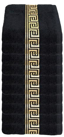 Julie Julsen 10er Pack Gästetuch Chemikalien-Frei 600g/m² Schwarz-Gold 30 x 50 cm 100% Baumwolle - Oeko TEX Std 100 Zertifizierung - Weich und Saugstark - Waschmaschinenfest