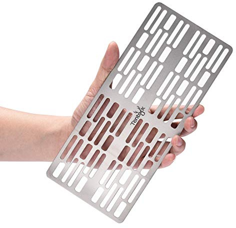 Tentock Grille de Pique-Nique en Titane pour Portable Mini Grille Barbecue Pliable à Charbon Durable pour Plage Pêche Camping
