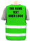 Warnweste selbst gestalten mit eigenem Aufdruck * Bedruckt mit Name Text Bild Logo Firma, Position & Druckart:Rücken/Premium-Druck, Farbe & Größe:Neon Grün/Größe M/L