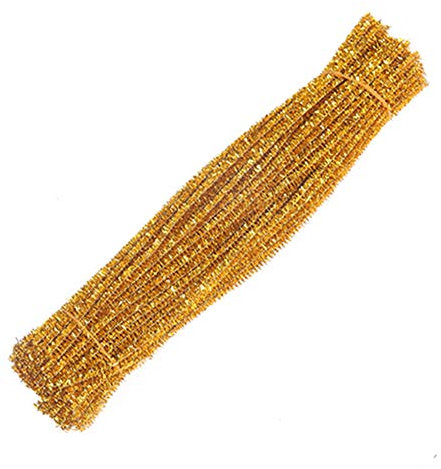 Egurs 100 Stück Glitzer Pfeifenreiniger Bunte Pfeifenputzer für Kinder zum Basteln Farbig Dekor für DIY Handwerk Dekorationen 30cm Golden