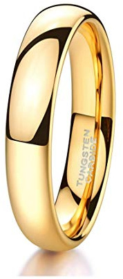 CROWNAL Tungsten Carbide 1mm 2mm 3mm 4mm 5mm 6mm 7mm 8mm White Gold Black Rose Gold Polished Classic Dome Wedding Ring, Yellow,Gold,Silver,Rose,Tungsten, tungsten