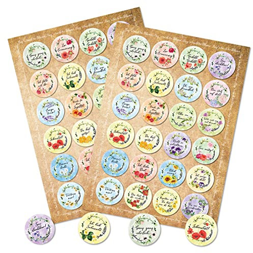 Logbuch-Verlag 48 positive Sprüche Aufkleber mit Blumen liebe Worte Sticker 4 cm rund Geburtstag Achtsamkeit