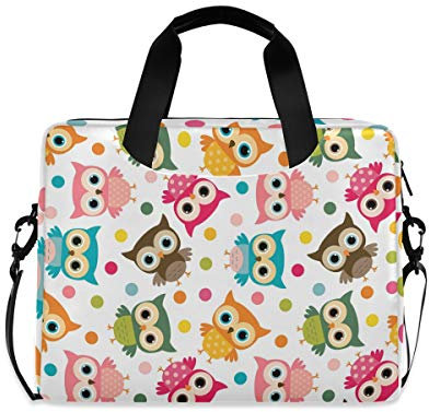 PUXUQU Süß Bunt Vogel Eule Laptoptasche 15.6 Zoll Laptop Tasche Aktentasche Hülle Notebooktasche Handtasche Schulter Tasche für Uni Arbeit Business