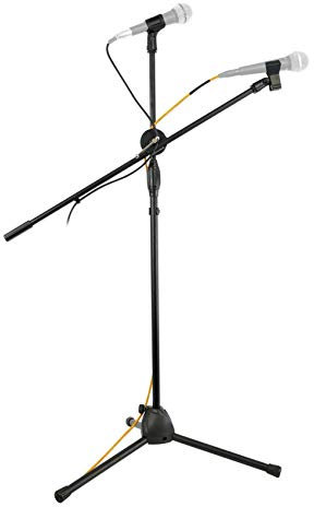 Rockville GIGSTAND DUAL Microphone Stand with (2) Mic Clips, 26.37 Detachable Boom Arm, Adjustable 31-55 Height, Foldable Tripod Base, for Musicians and Podcasters