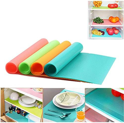 HOMGEN Fridge Liners Mrs Hinch Washable 8Pack Refrigerator Mats Fridge Pad Fridge Shelf Liner Mats Waterproof Kitchen Cupboard Liner for Fridge, Cabniet, Drawer, Book Shelves ect (4 Colours,45x29cm)