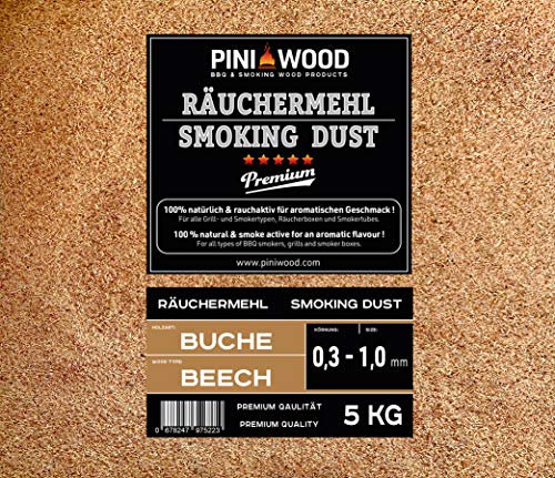 PINI 5 Kg Räuchemehl Buche 0,3-1 mm Smoking Dust Räucherspäne 18 Liter