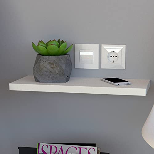 Henor Étagère Murale en Bois FSC® 50 x 20 x 2.5 cm. Charge Max. 25 kg. Support caché. Blanc