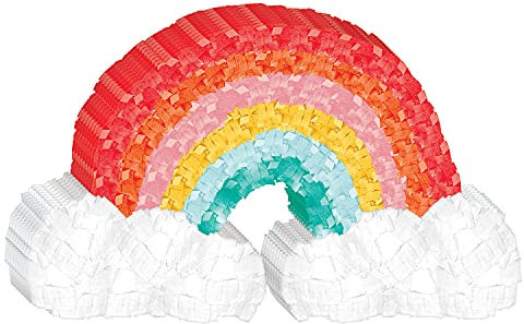 Amscan 244066 - Mini-Pinata Regenbogen, Größe 11,4 x 19 cm, aus Papier, Kinder-Geburtstag, Geschenk, Dekoration, Motto-Party