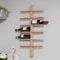 CKB LTD Deluxe Holds 12 Bottles Large Wall Mounted Wine Rack - Raw Oak - Wooden Wine Bottle Storage Rack Holder For Bar Home Kitchen