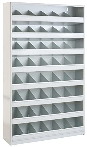 1a-TopStore XXL Profi Schüttenregal mit 48 Fächern aus stabilem Stahlblech, 85x50x12,5 cm, Wandregal, Sichtlagerregal, Lagersystem, Werkstatt (grau)