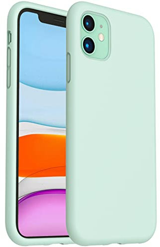ORNARTO Shockproof Liquid Silicone Compatible With iPhone 11 Case, Gel Rubber Full Body Protection Anti-Shock Cover Case Drop Protection Cases for iPhone 11(2019) 6.1-Mint Green