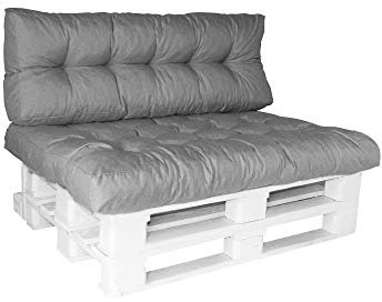 Palettenkissen Palettenauflage Palettensofa Euro Palettenpolster Kissen Europalleten Garten Sitzkissen Rückenkissen Palettenmöbel Schaumstoffflocken MH-DA-03 Hellgrau Rückenkissen 120x40x10/20 cm