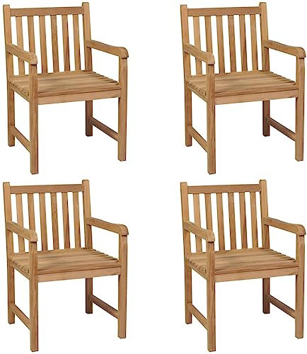 vidaXL 4X Teak Massiv Gartenstuhl Gartensessel Stuhl Stühle Gartenmöbel Holzstuhl Essstuhl Sessel Gartenstühle Balkonstuhl Terrasse