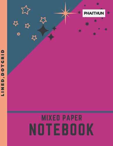 Mixed Paper Notebook Lined,Dotgrid, Red violet color cover
