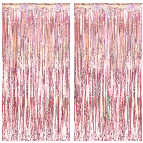 duoyif Lametta Vorhänge Rosegold 2 Stücke 1x2,5m Fotowand Hintergrund Party Dekor, Fransenvorhang Glitzer Vorhänge Für Geburtstage Deko Karneval Hochzeit Valentinstag Verlobung Muttertag (Roségold)
