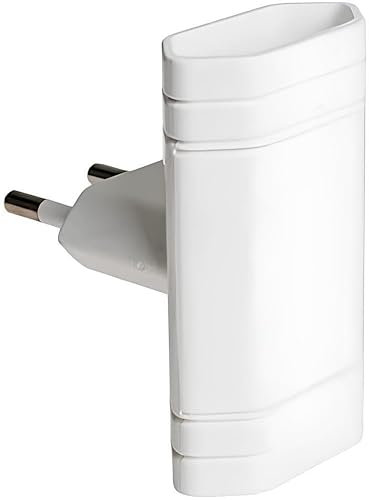 Ladron enchufes Plano (Enchufe Doble) Enchufe Plano Pared Fino. Adaptador Enchufe de 2 Tomas. con Toma Tierra 10A (250 V) .Color Blanco. Ideal para Montaje detrás de Muebles, mobiliario, sofá