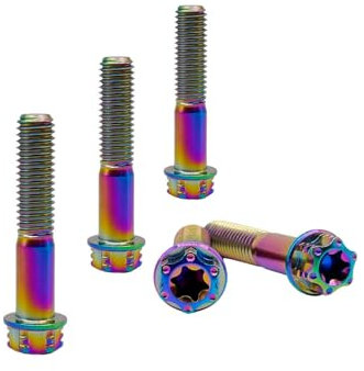 RISON-Titanium Titanschrauben M10x1.25x45mm, 5 Stück Flanschschraube Torx Kopf Flansch Schrauben Sechskantschrauben Gewindeschrauben GR5 Titanbolzen Befestigungen für Motorräder Fahrrad Auto