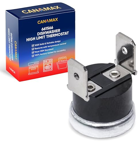 Canamax Premium 661566 - Termostato ad alto limite per lavastoviglie Whirlpool e Kenmore, sostituisce WP661566 3371618 W10339474 AP6010246 PS11743423 AP6010246