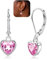 YADOCA 925 Sterling Silber Herz Ohrringe für Damen, Kinder, Mädchen - Hypoallergen Leverback Zirkonia Hängend, Rosa