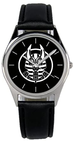 KIESENBERG Armbanduhr Ägypten Anubis Gott Geschenk Artikel Idee Fan Damen Herren Unisex Analog Quartz Lederarmband Uhr 36mm Durchmesser B-21264