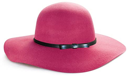 ASSQI Damen 100% Wolle Filz Schlapphut Fedora Breite Krempe Cloche Bowler Hut Faltbar, F-Weinrot, Einheitsgröße