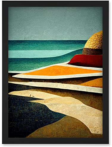 Doppelganger33 LTD Abstract Modern Beach Ocean Coastal Africa Artwork Framed Wall Art Print A4