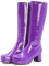 ORANDESIGNE Stivali in Vernice Donna Scarpe a Punta al Ginocchio Stivali Alti Stivali da Motociclista Moda Stivali a Punta Tonda Sexy Stivali con Tacco Grosso Autunno Inverno B Viola 43 EU
