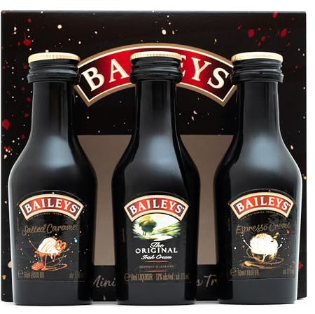 Baileys Gift Set - Original Irish Cream Liqueur, Espresso Creme, Salted Caramel x3 Alcohol Miniatures 5cl Bottles - Birthday Alcohol Gift Sets for Women, Men, Fathers Day, Mum Gifts for Christmas