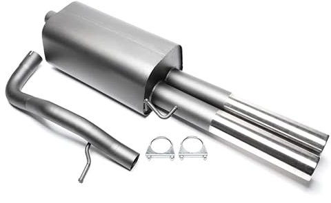 Sportendschalldämpfer Sportauspuff Endschalldämpfer Stahl 2x76mm rund gebördelt mit ABE für A4 Typ 8D B5 - Eintragungsfrei - 1034154