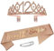 Maigendoo 12. Geburtstag Gürtel Krone Geburtstag Kopfschmuck Kristall Tiara Crown Prinzessin Haar-Zusätze Geburtstag Schärpe Anzug mit Kleiderbrosche für Mädchen Frauen Geburtstagsparty Dekoration