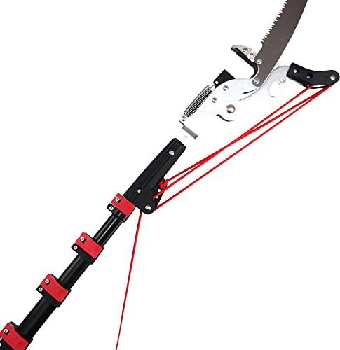 Teleskop-Baumscheren-Fuß-Stab-Astsäge, lange Verlängerungs-Stabsäge, Gartenschere/Gartensäge, zum Beschneiden und Trimmen von Ästen und Blättern, 24 Fuß/7,2 m