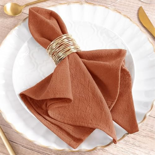 MLMW Stoffservietten, Set mit 6 Terrakotta-Leinen, Baumwollservietten, waschbar, 40,6 x 40,6 cm, für Hochzeit, Party, Babyparty, Brautparty, Geburtstag, Tischdekorationen