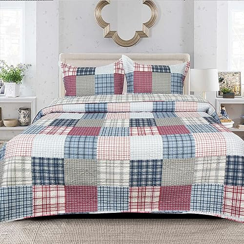 Beautiful Floral Vintage Patchwork Quilt Bedspread Throw Bedding Sets Reversible Single Sofa Bed Throw for Bedroom Decor + 1 Pillow Sham CHIC VINTAGE (Des 5)