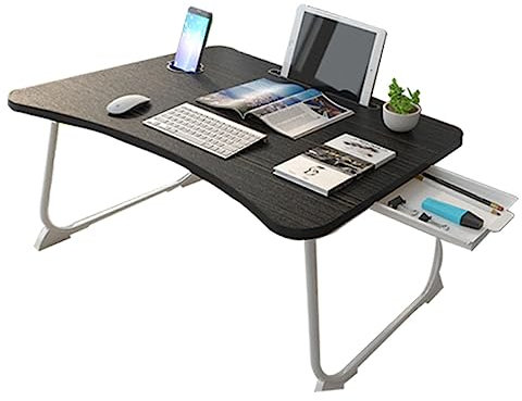 Multifunktionaler Laptop-Schreibtisch, Laptop-Schreibtisch mit Getränkehalter, Schubladenständer, klappbarer Bett-Laptop-Tisch for Bett, Essen, Lesen, Schreiben, Arbeiten, Gaming, Couch, Sofa ( Color