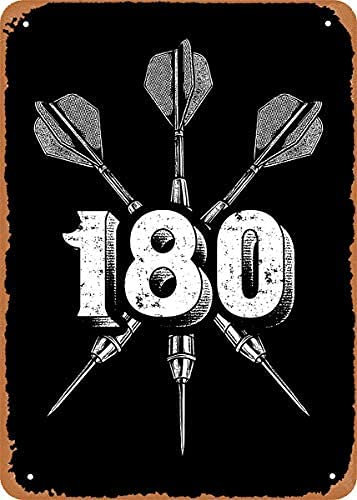 Ensound Metal Tin Sign Vintage Look Darts 180 Arrows Plate Poster Funny Wall Decor for Kitchen Bar Coffee Restaurant Home Bedroom Garage Bathroom 12x16 Inch