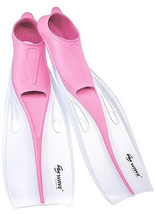BYYLECL Palmes de plongée avec tuba pour adulte - Poche complète du pied - Palmes de natation - Bout ouvert - Sans sangles - Rose transparent