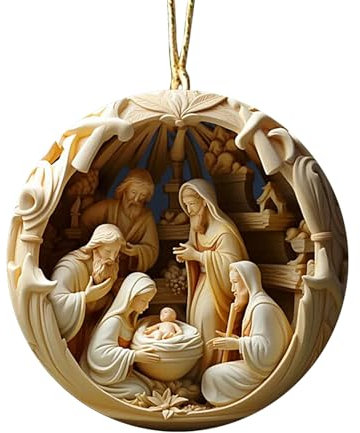 Monozoz 8 cm Jesus Krippen Ornamente, Krippen Ornamente, Weihnachts Jesus Krippen Ornamente, Weihnachtskrippen Weihnachten, Christliche Baumschmuck Dekorationen Zur Geburt Jesu
